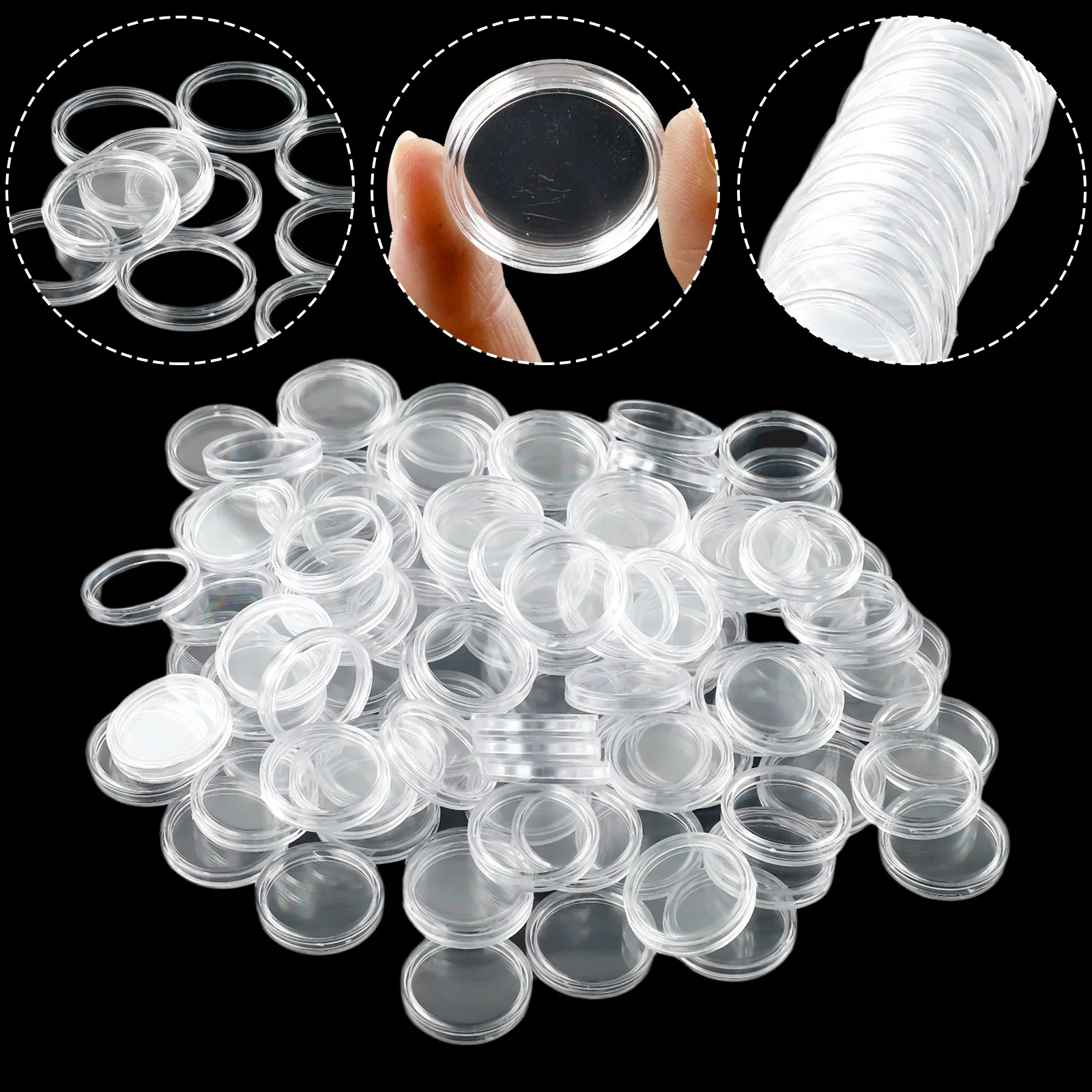 pc mm Coins Capsules Holder Clear Round Plastic Coin Container Case Transparent Collectable Storage Gifts Box