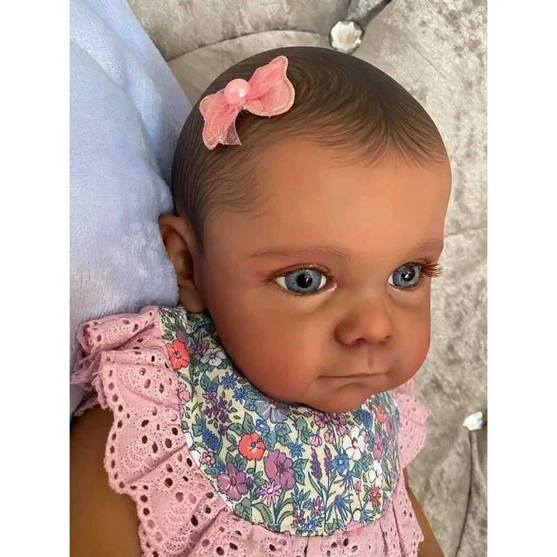 Dark 60CM Maggi Skin Reborn Dolls Handmade Baby Doll Painted Hair Lifelike Multiple Layers Painting 3D Skin Kids Toy smile