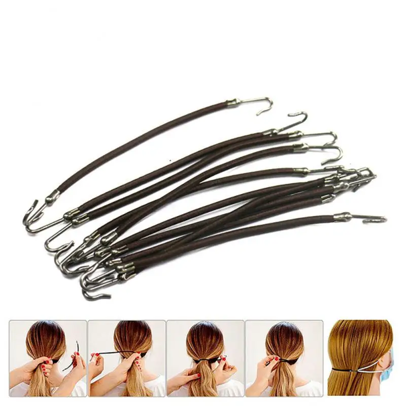 5pcs Ponytail Rubber Elastic Clips Rope Women Gum Hooks Hair Accessories Hair Ties Hairbands Styling Tools Holder Bungee Bands
