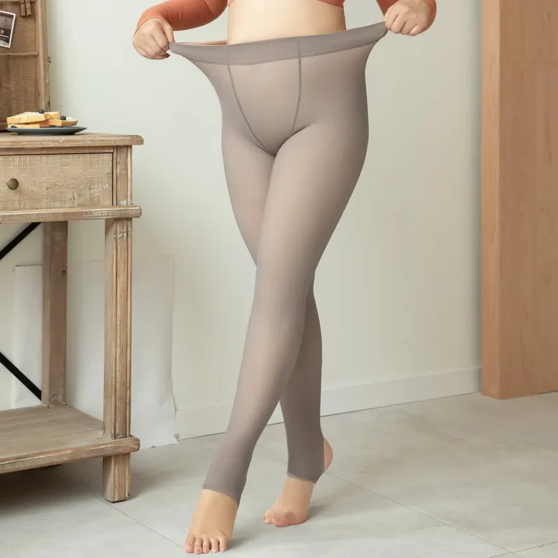 Women's Warm Large Size Tights For Winter Elastic High Waisted Fleece Insulated Leggings Thermal Stockings Woman Sexy Pantyhose smile