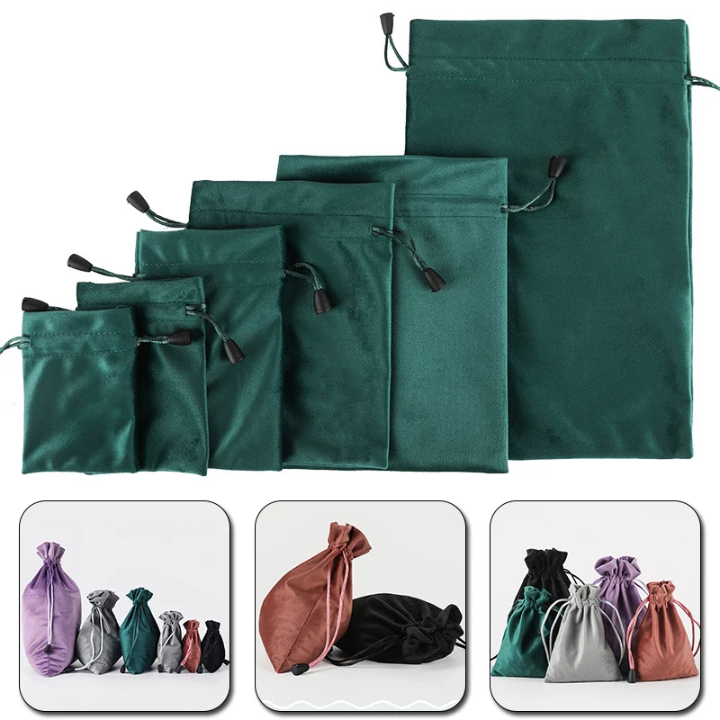 1Pcs Drawstring Velvet Pouches Jewelry Packaging Display Bag Soft Eyewear Case Wedding New Year Gift Bag Xmas Present Pocket New