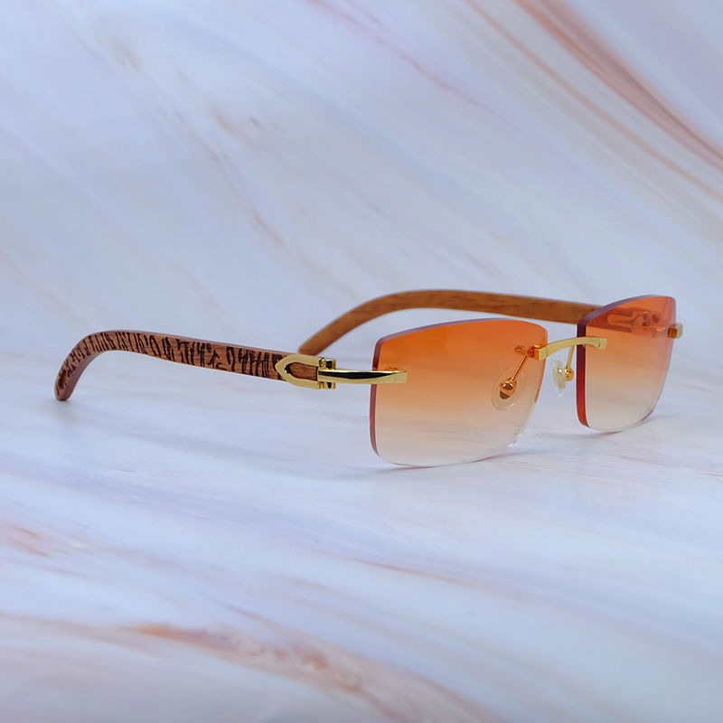 Designer Sunglasses Square Vintage Carter Luxury Mens Eyewear Outdoor Decoration Glasses Retro Rimless Gafas Para El Sol Ee Mujer Tiger Wood 012 Goold Frame