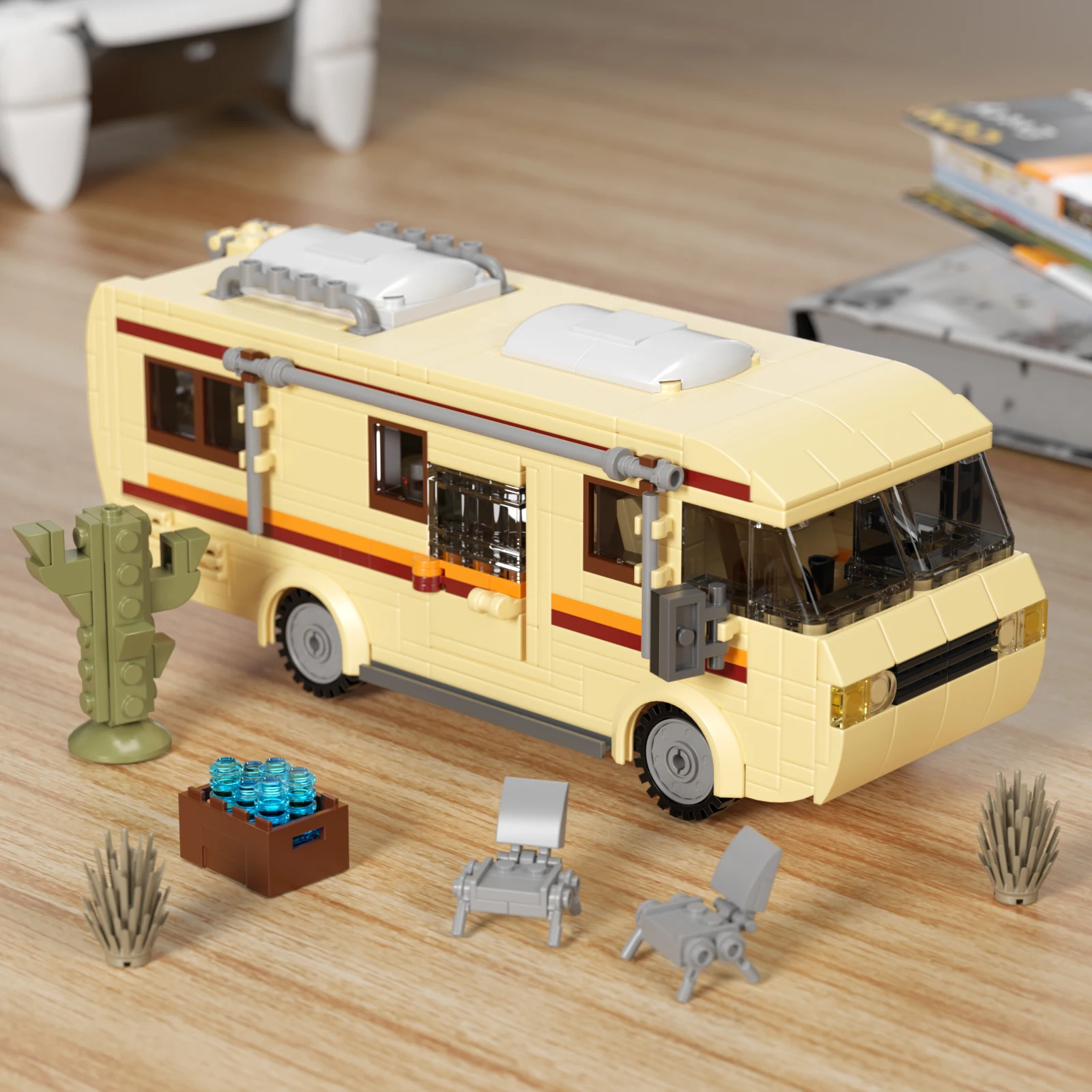 BuildMoc Cooking Lab RV Car Pinkman Building Blocks Set New Breaking Bad Walter White Van Vehicle Toy For Children Birthday Gift