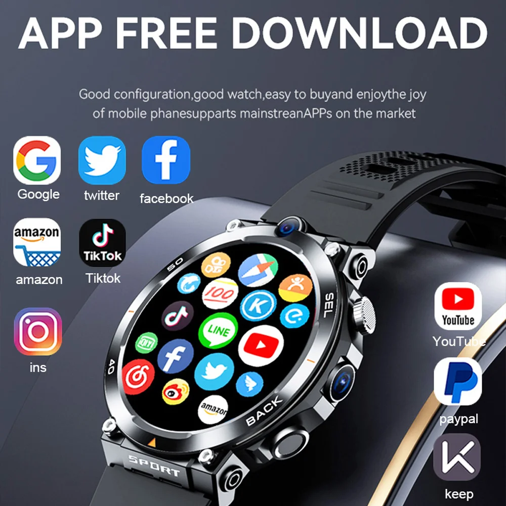 4G Net Smartwatch with GPS That Combines Video Voice and Wi-Fi Call,Messaging,NFC,2 Cameras,Support Sim Card Smart Watch Men
