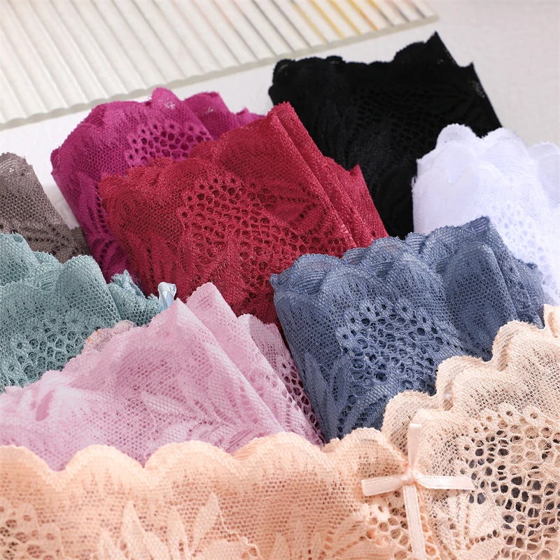 FINETOO Women Lace Transparent Panties Sexy Floral Low-Waist Ladies Underpants Female Hollow Out Mesh Perspective Lingerie S-XL