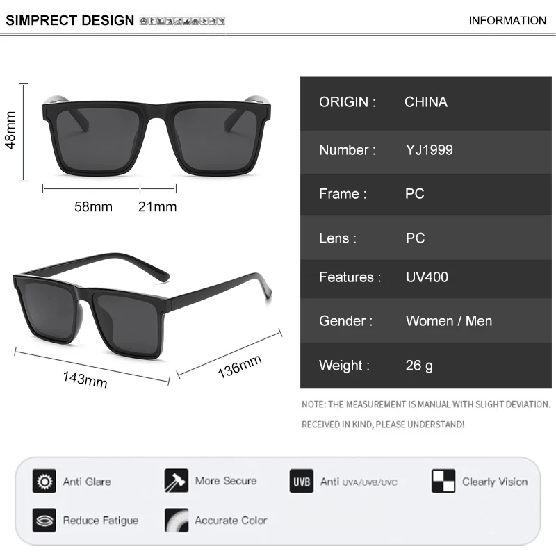 SIMPRECT Anti Blue Light Polarized Sunglasses For Men 2023 Luxury Brand Designer Vintage Retro Square Driving Sun Glasses Women