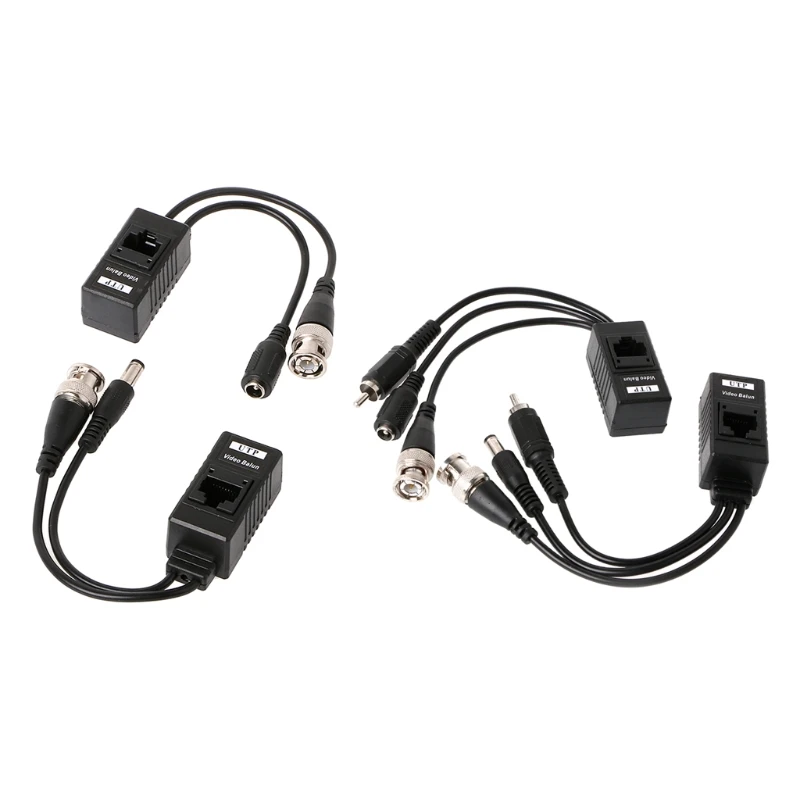 1 Pair BNC To RJ45 Passive Video Power + Audio Balun Transceiver For CCTV Camera