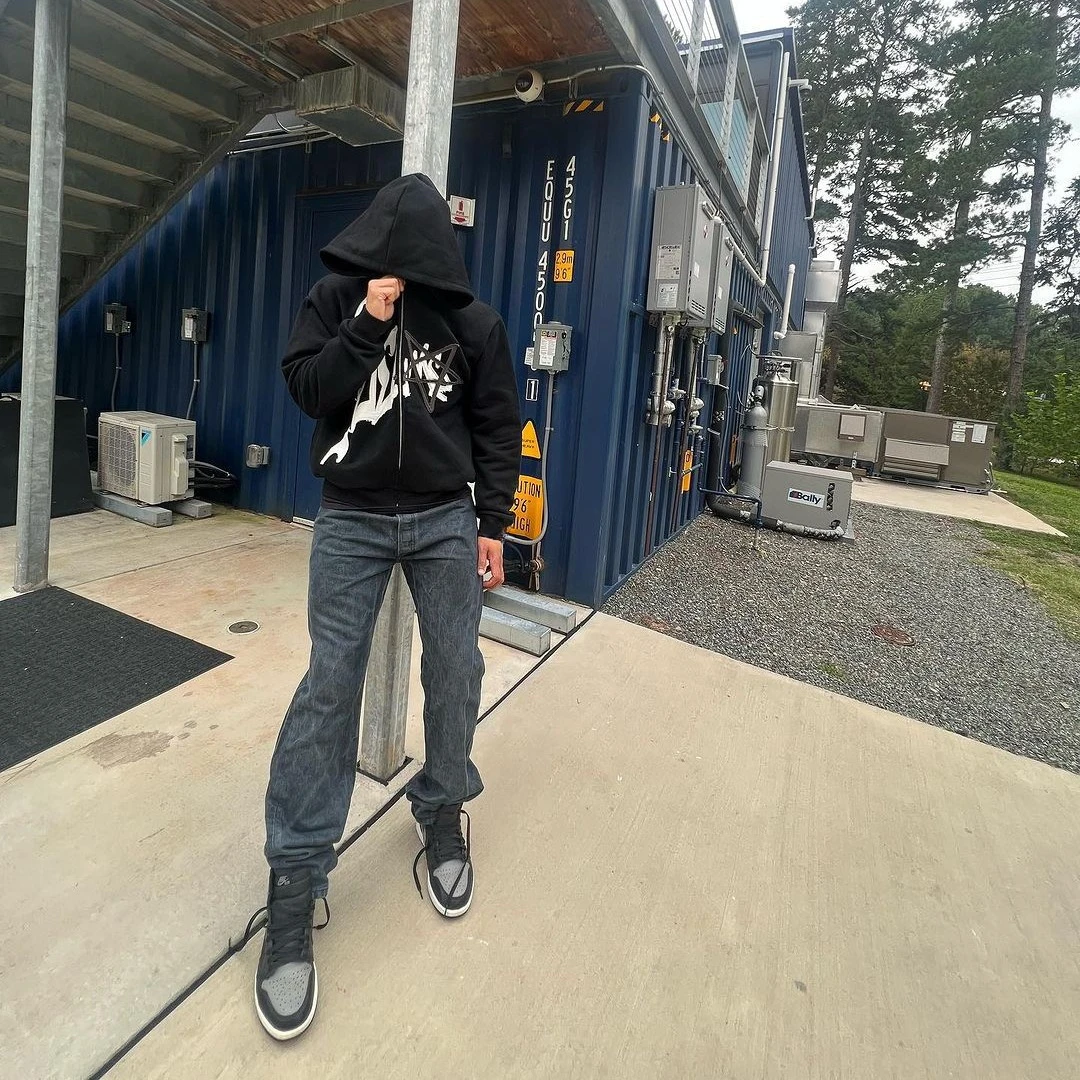 New American men letter printed hooded sweatshirt Y2k autumn and winter high street street couple hooded loose jacket