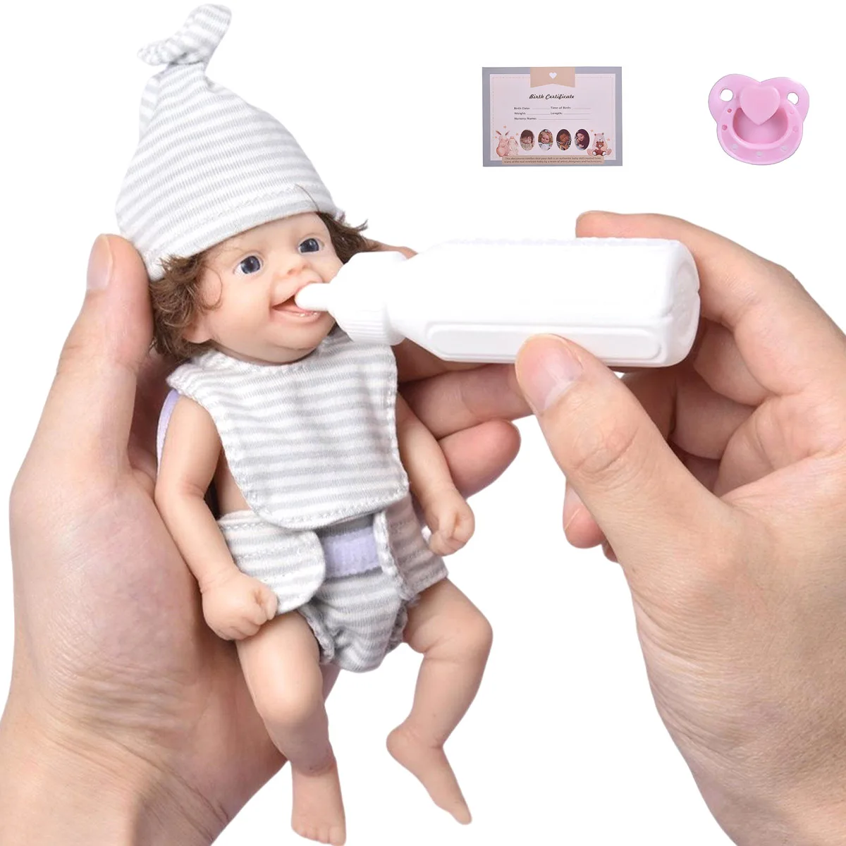 7inch Mini Silicone Reborn Dolls new 2025 Realistic Newborn Baby Dolls With Feeding and Clothes Accessories Full Body Silicone Baby Doll