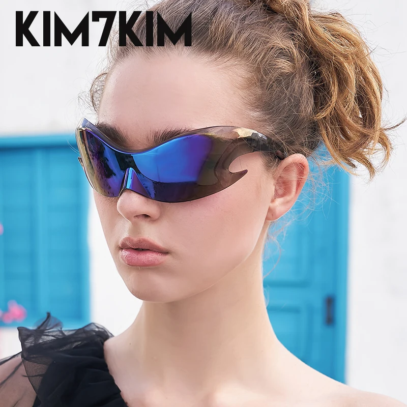 Y2K Sports Sunglasses Women 2023 Trends Punk Sun Glasses Men Retro 2000's Luxury Brand One Piece Special-shaped Sunglass Shades