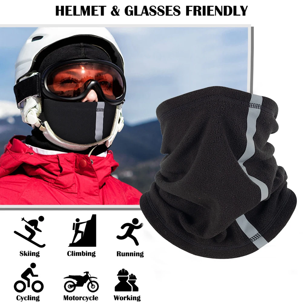 Outdoor Winter Warm new Fleece Neck Scarves Reflective Skiing Neck 2025 Cover Mask Motorcycle Half Face Mask Scarf Riding Biker Windproof