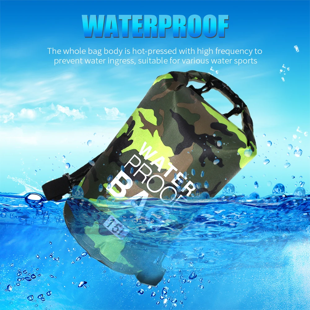 5L 20L 10L 2L Waterproof Swimming Bag Dry Sack Camouflage Colors Fishing Boating Kayaking Drifting Rafting Outdoor Storage Bag smile