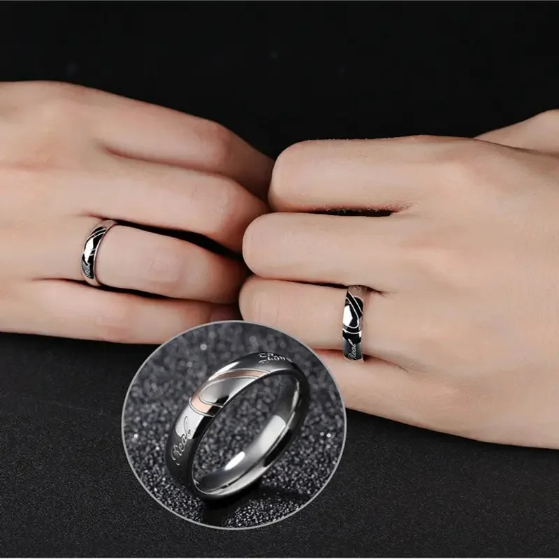 Personalized Name Date For Men Women Engagement Wedding Engraved Real Love Couple Rings Anniversary Valentine's Day Gift