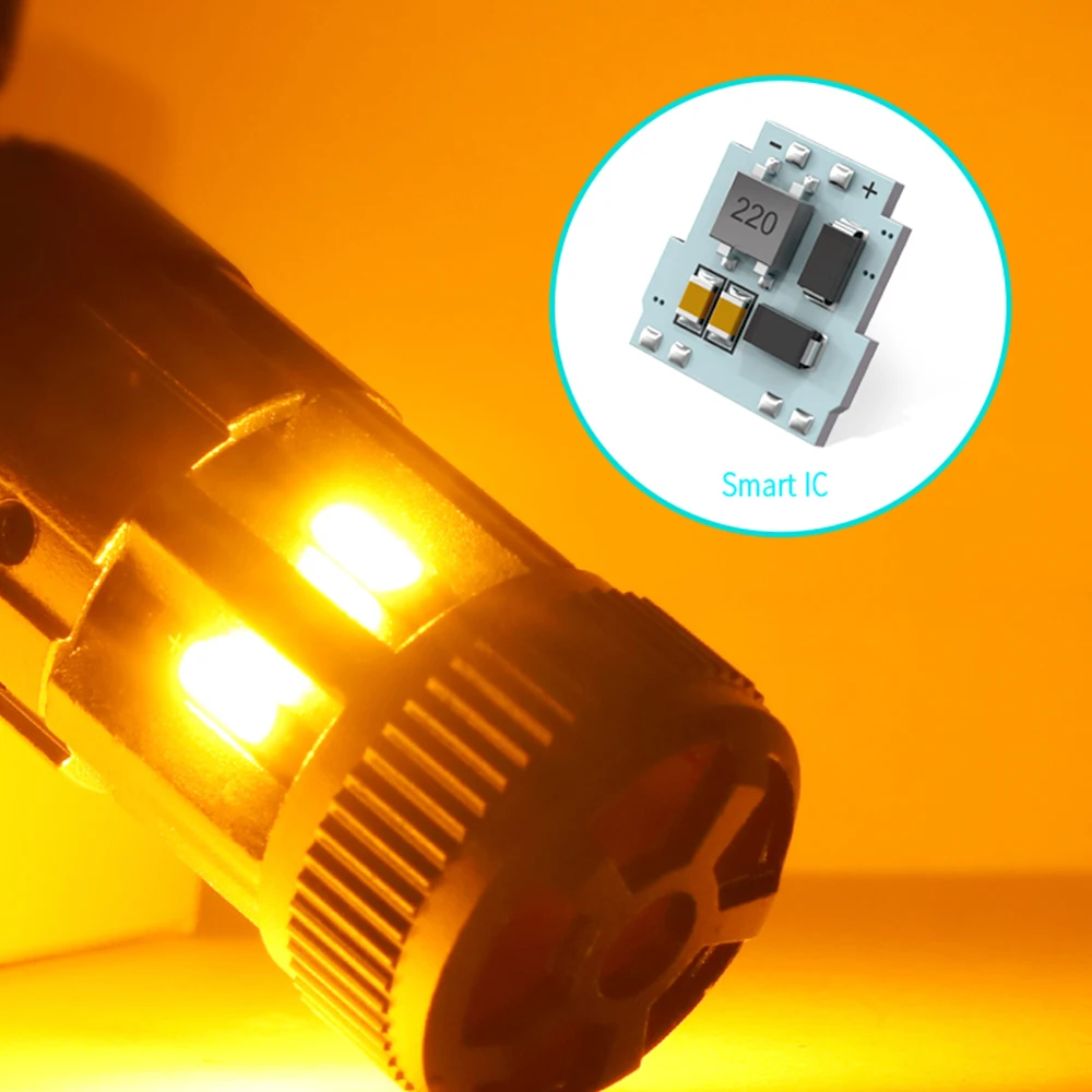 2pcs High Power LED P21W PY21W 1156 BA15S 1157 P21/5W 7440 7443 Car Light CSP 1860 With Fan Canbus Vechile Accessories DRL Lamp