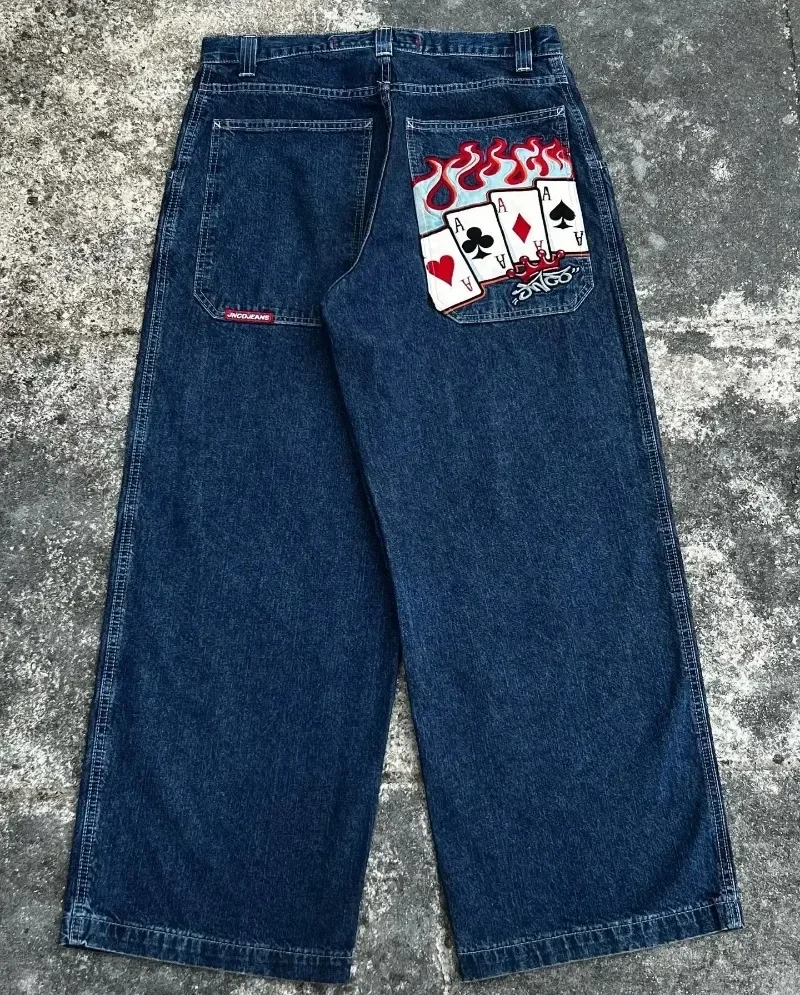 Retro Baggy Haruku new Denim 2025 Jeans JNCO Y2K Mens Womens Low Rise Hip Hop Black Straight Wide Leg Pants Punk Trousers Streetwear