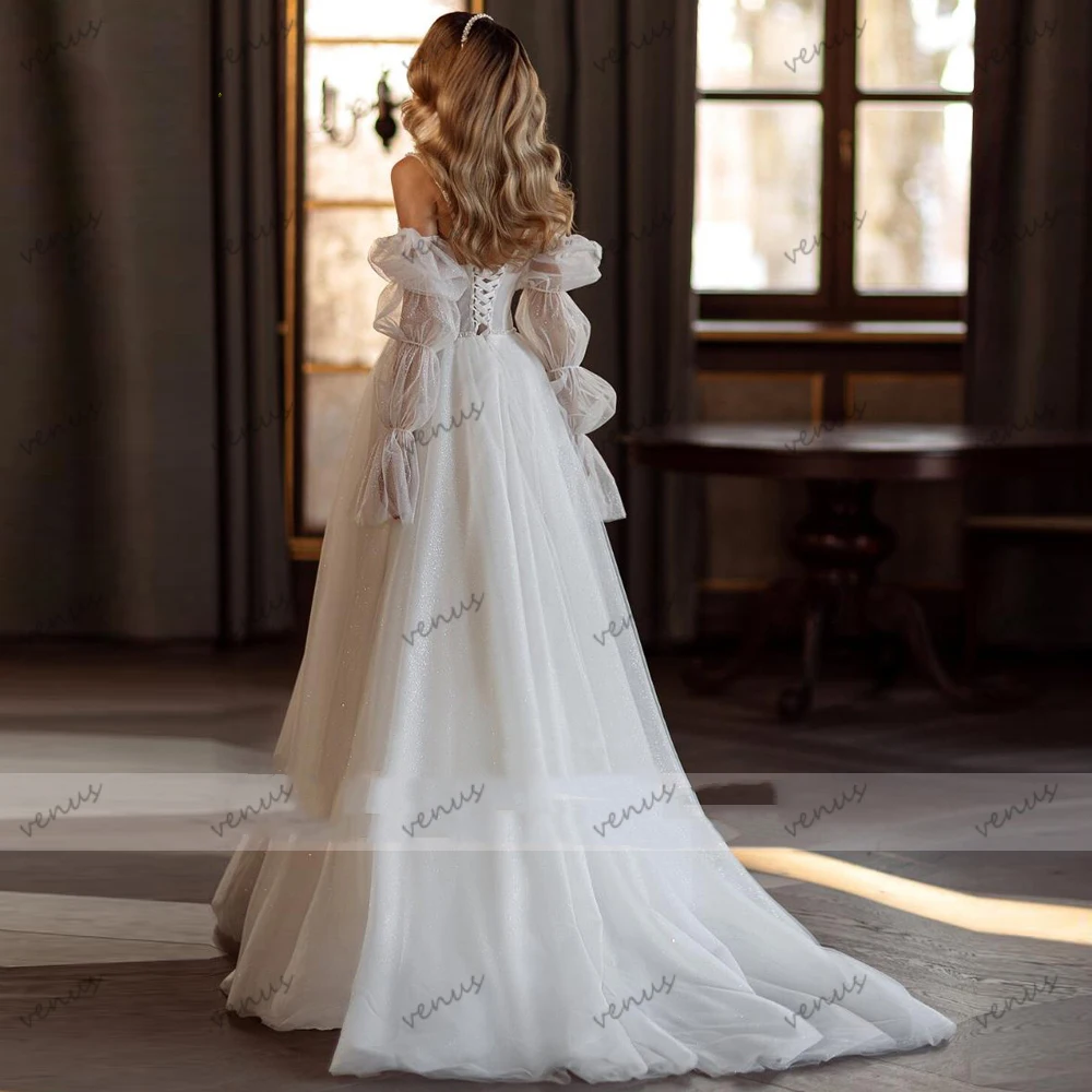 Vintage Wedding Dresses A-Line Tulle Bridal Gowns Long Puff new Sleeves 2025 Elegant Robes Floor Length Classic Vestidos De Novia 2024