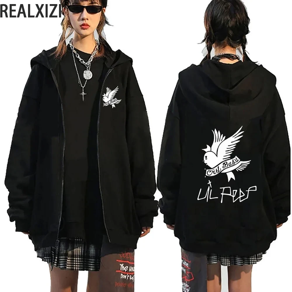 Rapper Lil Peep Hoodie Male Female Zipper Jackets Spring and Autumn Zip-up Jacket Thin Fleece Y2k Sweatshirts Streetwear Hoody