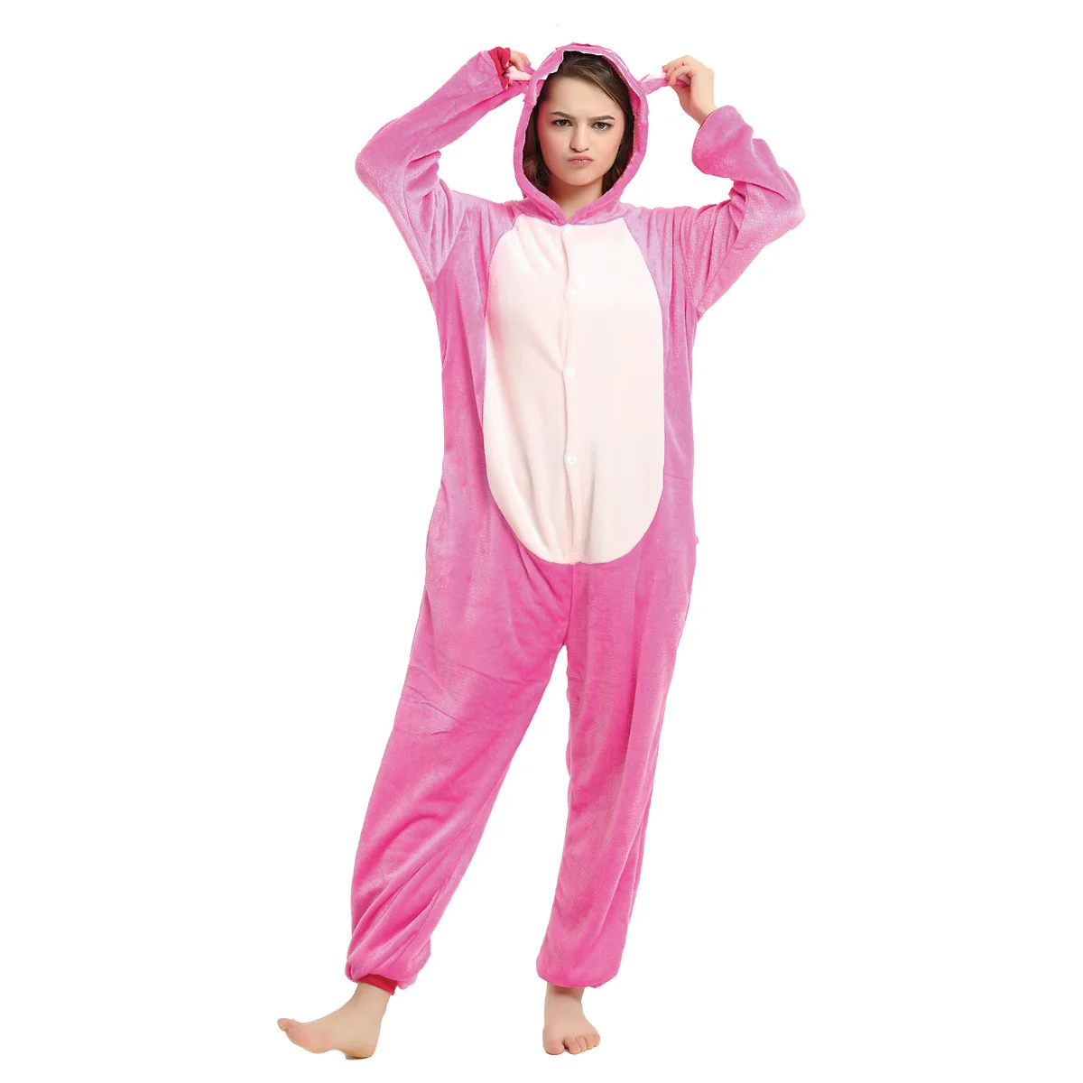 Adults Stitch Cosplay Pajamas Anime Stitch Onesies Costume Jumpsuit Pajamas Hooded Sleepwear Halloween One Piece for Performing