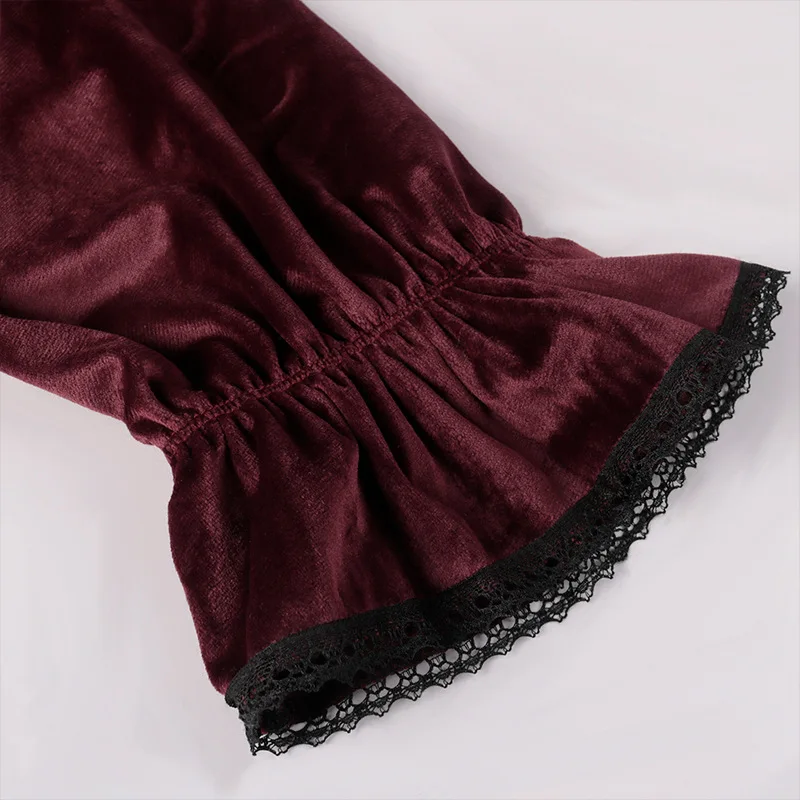 Medieval Gothic Clothes Men Renassiance Vintage Velour Lace new Up Vampire 2025 Shirt Halloween Cosplay Costume Mittelalter Camisa Hombre