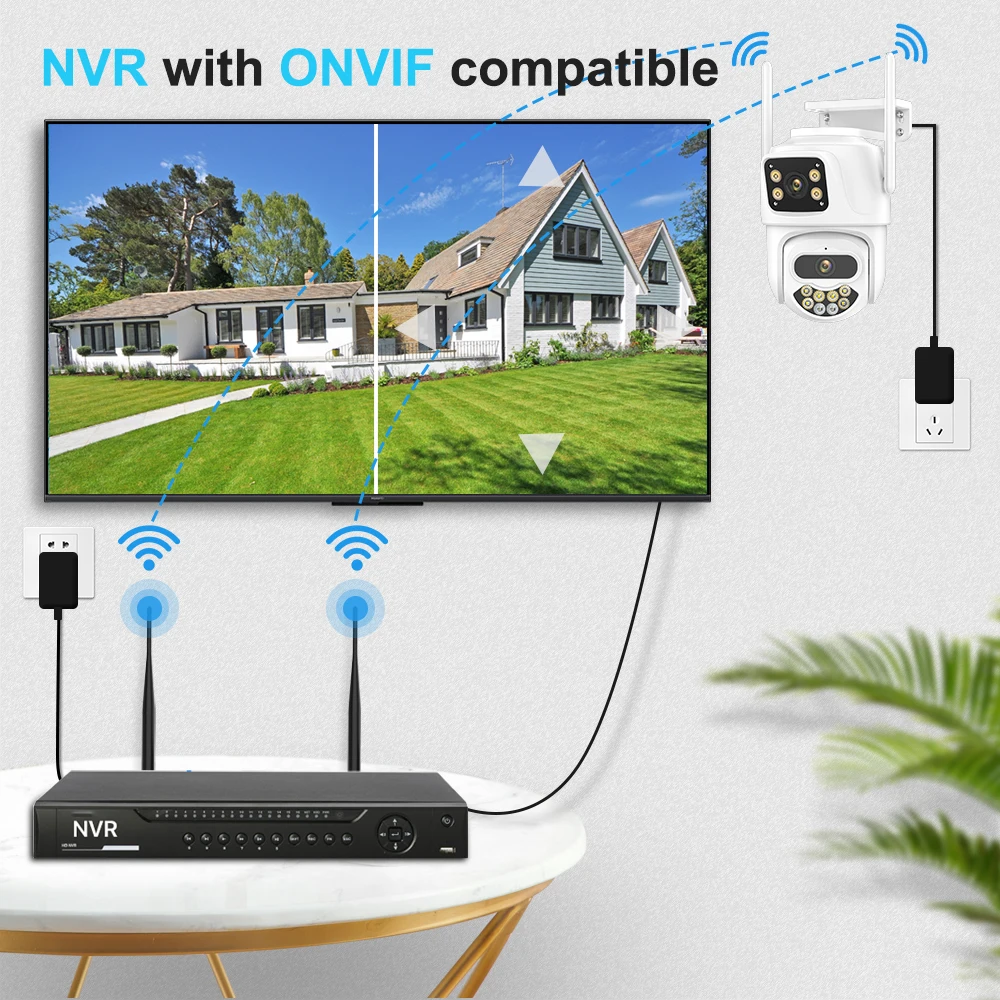 Dual Lens Dual Screen IP Camer 4K 8MP HD PTZ WiFi Security Camera Outdoor 4MP HD Auto Tracking CCTV Surveillance iCSee