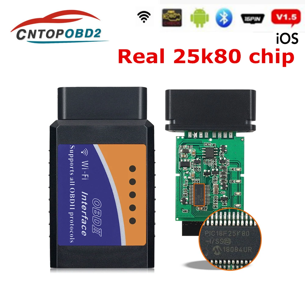 ELM327 V1.5 PIC18F25K80 Elm 327 V1.5 Bluetooth OBD2 Scanner Elm 327 WIFI 1.5 2025 Auto Diagnostic new Tool OBDII for Android/IOS/Windows