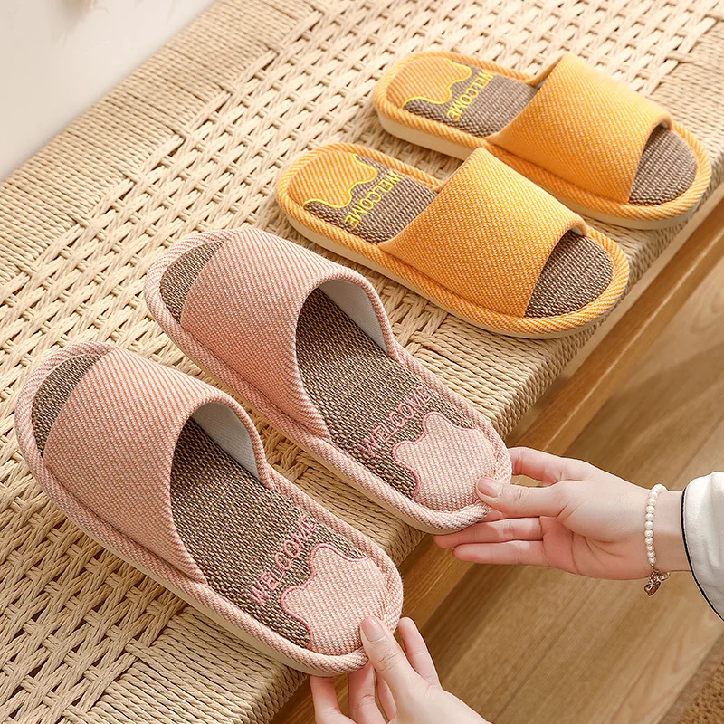 Slippers Indoor Home Breathable Women Men Slides en Couples Anti-slip Beach Sandals Shoes Comfortable Flats 4 93417