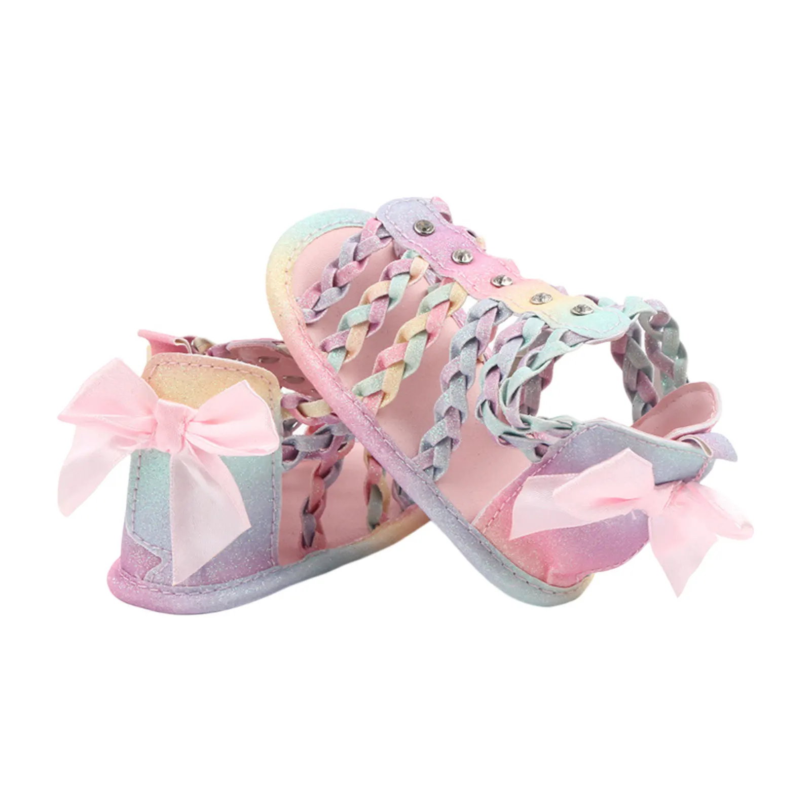 Pudcoco Infant Newborn Baby Girls Summer Sandals, Anti-Slip PU new Leather Hollow Out Flat Shoes with 2025 Back Bow