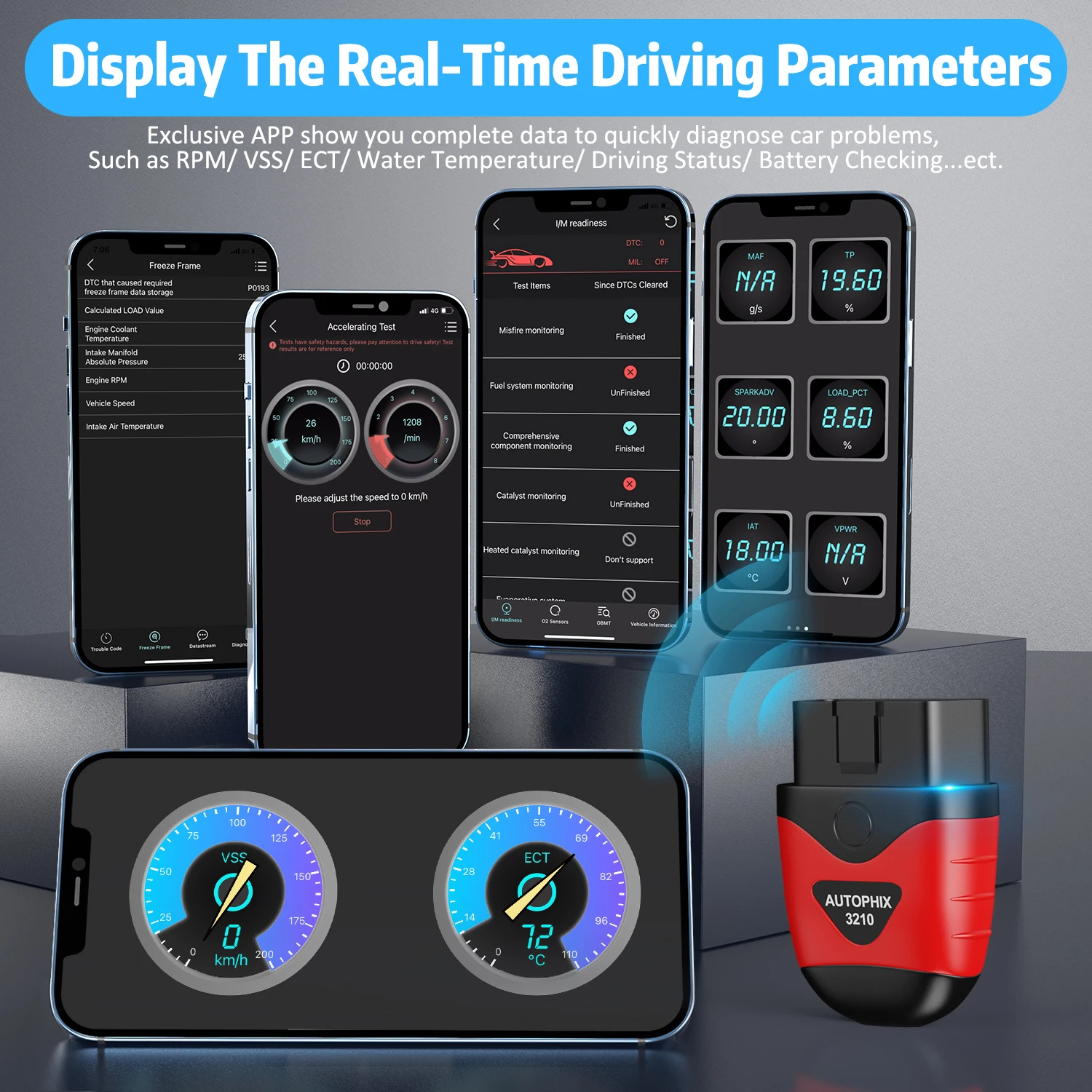 AUTOPHIX 3210 Car Bluetooth OBD2 Scanner Code Reader Auto Professional OBD 2 Diagnostic Scan Tools Battery Test Alarm Setting