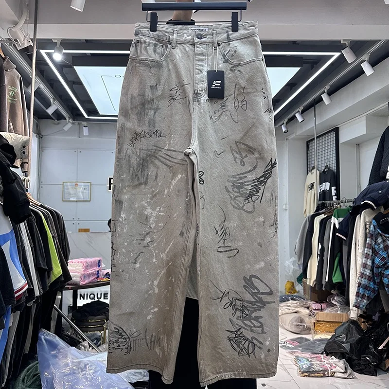 Graffiti-painted 2025 new printed jeans
