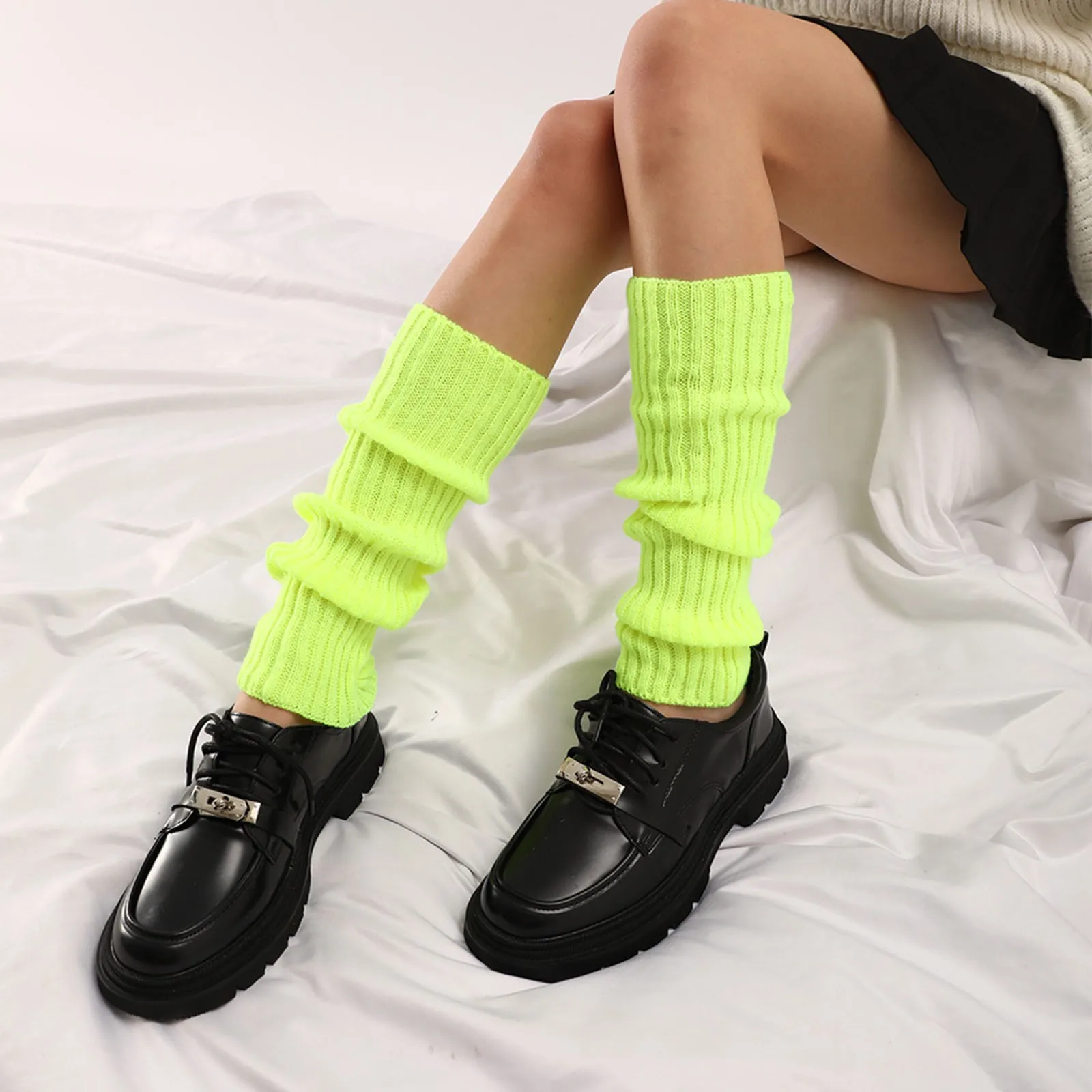 Winter Warm 2025 Knit Long Socks Leg Warmers Gothic new Punk Women Leg Warmer Boots Cuffs Lolita Solid Knitted Lady Sock Foot Cover