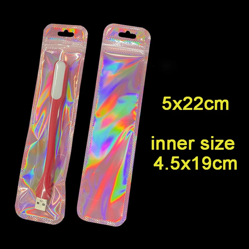 Sealing 50pcs Iridescent Self Bags Colorful Laser Iridescent Resealable smile
