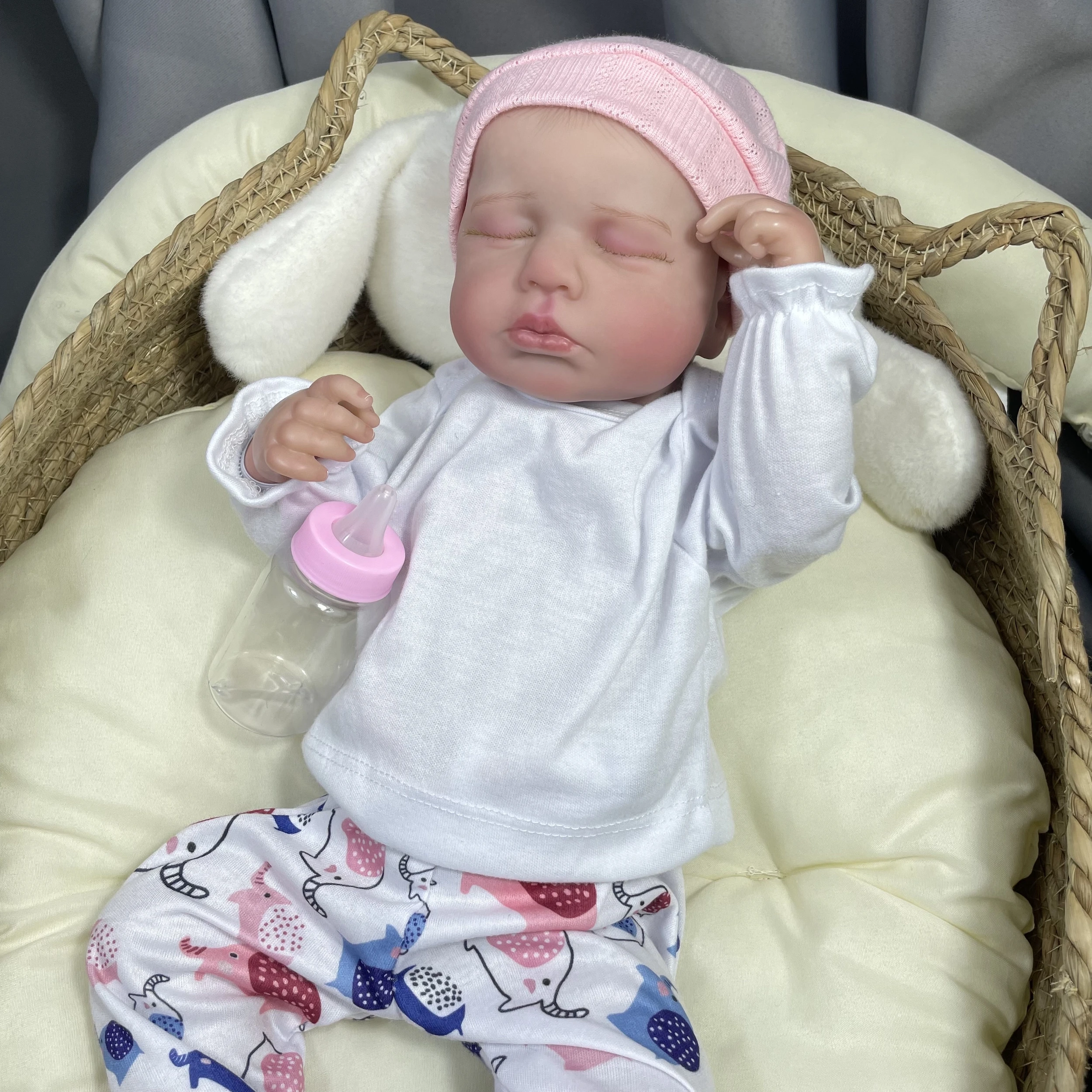 New 50CM Finished Reborn Baby Dolls LouLou Lifelike 3D Painted Skin Silicone Vinyl Newborn Doll Christmas Gift For Girls