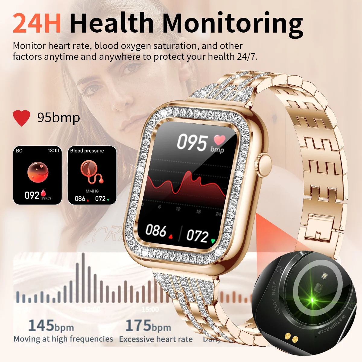 LIGE 2024 New Women Smart Watch Bluetooth Call Waterproof Bracelet Multi Sport Health Monitor Smartwatch Ladies For Android IOS