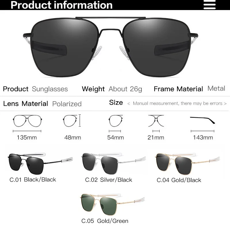 Retro Pilot Polarized Sunglasses Men 2024 Metal Frame Driving Sun Glasses Women Design Anti-Glare Lens Sunglass zonnebril heren