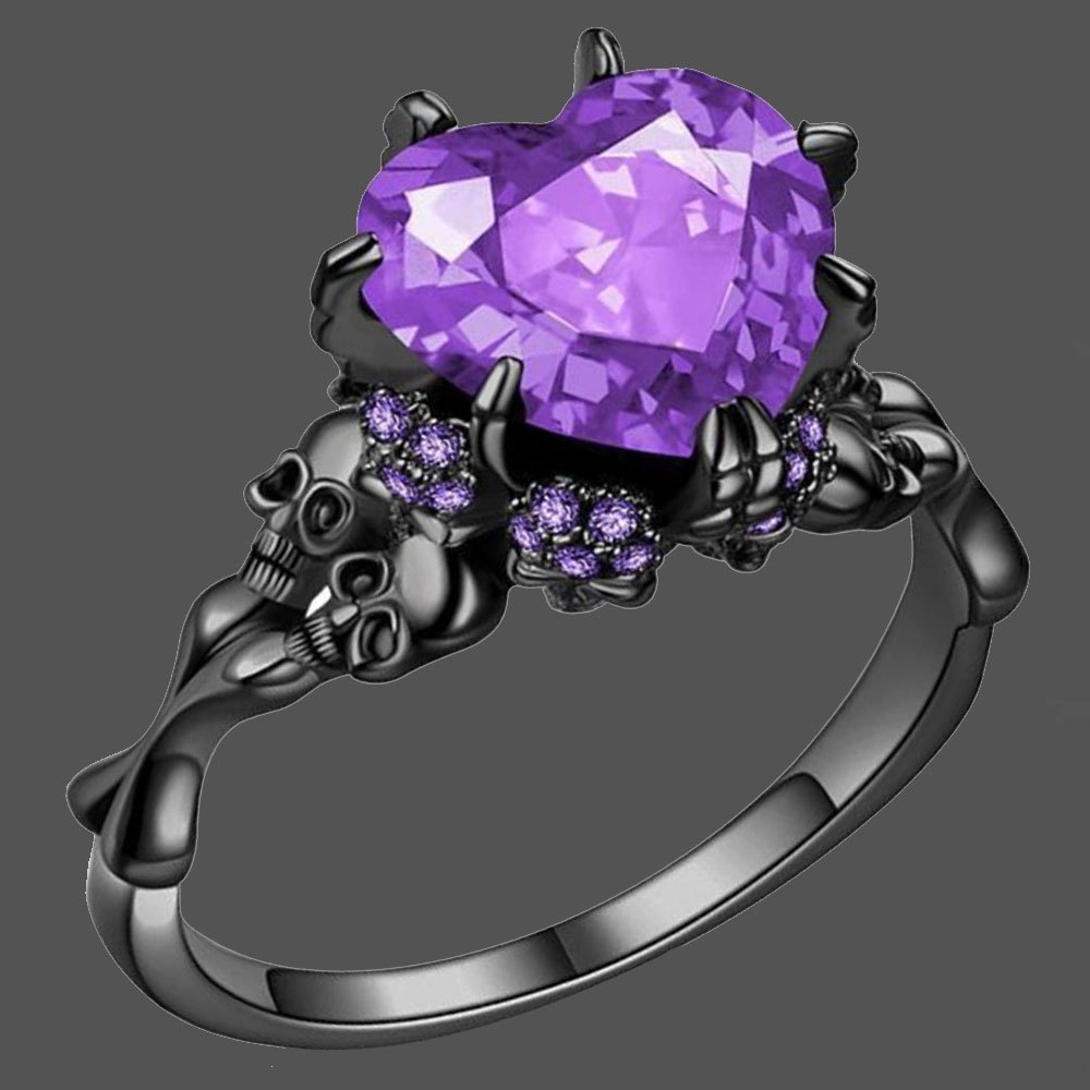 Gothic jewelry Skull Rings Halloween Punk Engagement Black Rings for Women Vampire Accessories Christmas Gifts