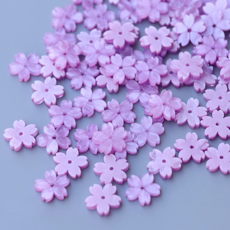 Resin 10-50pcs Flower 12mm Petal Beads for Jewelry Making Components DIY Cherry Blossoms Charms Pendants Loose Spacer Bead smile