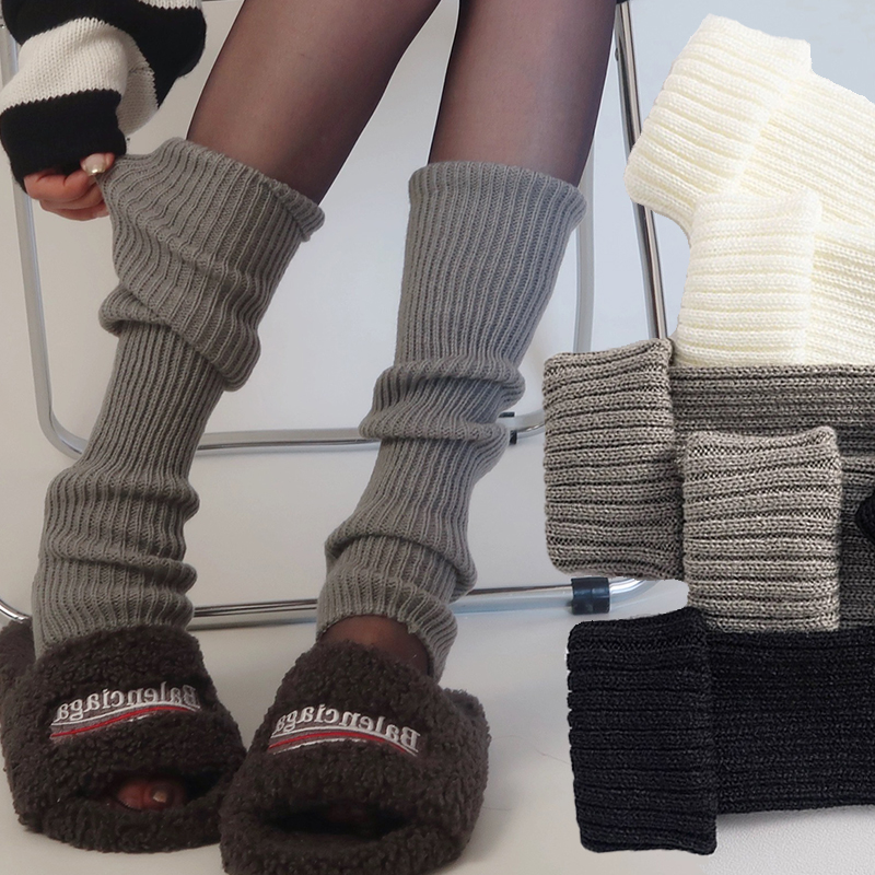 Lolita Leg Warmers Women Long Socks Wool Knitted Foot Cover Arm Warmer Y2K Autumn Winter Crochet Heap Socks Boot Cuffs Stockings