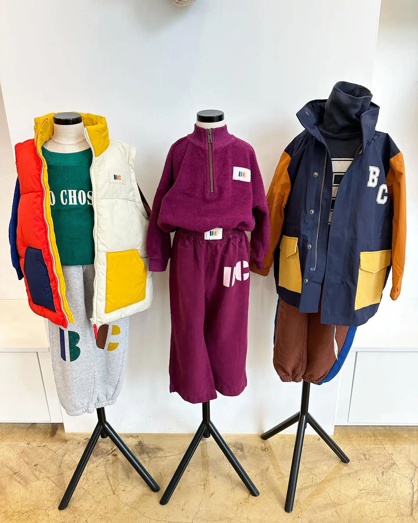 2023 Autumn/Winter BC New Product Ins Style Colorblock Plush Children's Sweater Pants Children's Set
