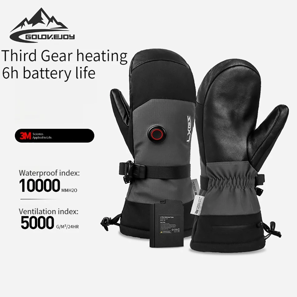 LOOGDEEL Gloves Electric Thermal Men Winter Warmth Waterproof Windproof Cycling Motorcycle Bicycle Snowboard Ski Heating Gloves smile