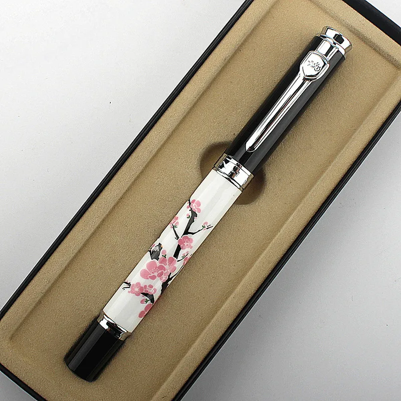 JINHAO High Quality Plum Blossom Porcelain Flowers Painting Trim Rollerball Pen Signature Calligraphy Ink Pens Office Supplies
