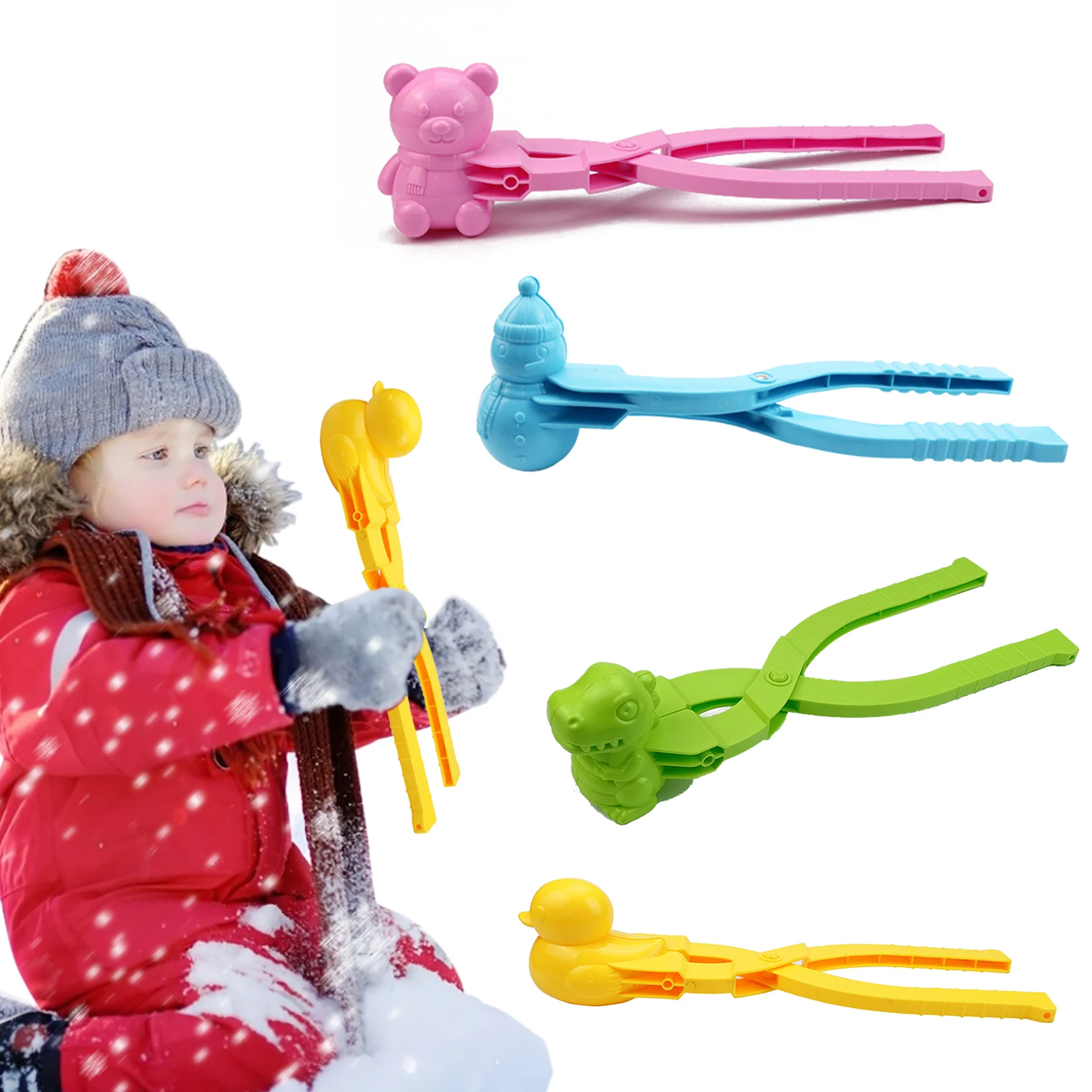 4/3pcs Cute 2025 Bear Duck Snowball Clip Snow Clay Ball Maker Creative Snowballs Mold Snow Shovel for Kids Outdoor new Sports Snow Toys