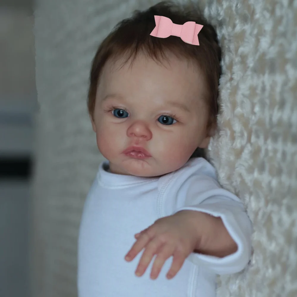 43CM Full Body Silicone Vinyl Reborn Meadow Boy Dolls Girl Lifelike Newborn Doll Flexible 3D Skin Tone with Veins Premie Toy