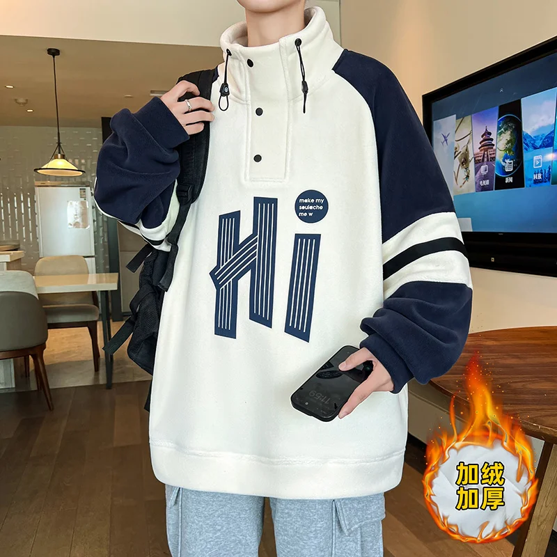 new New autumn and winter veet thickened sweatshirt men loose casual sweatshirt 2025 Y2k men and women large size trendy tops