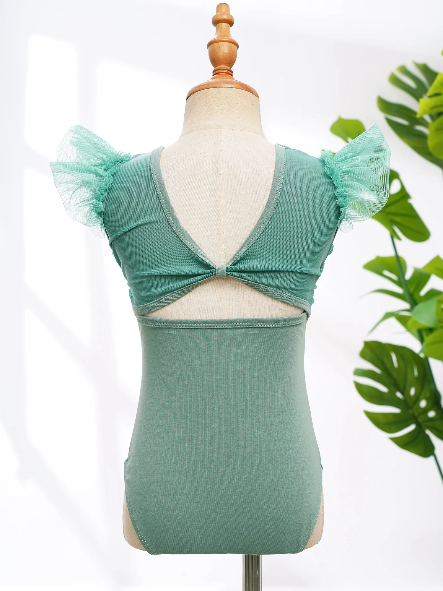 Girls Athletic Activewear Rhythmic Gymnastics Jumpsuit One-piece Ballet Dance Training Leotard Kids Cutout Back Dancewear Tops