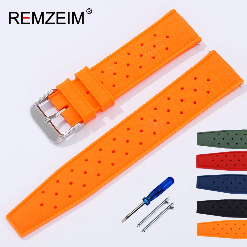 Tropical Rubber Watch Band mm Waterproof Porous Breathable Diving Sport Men Women Strap Replacement 5