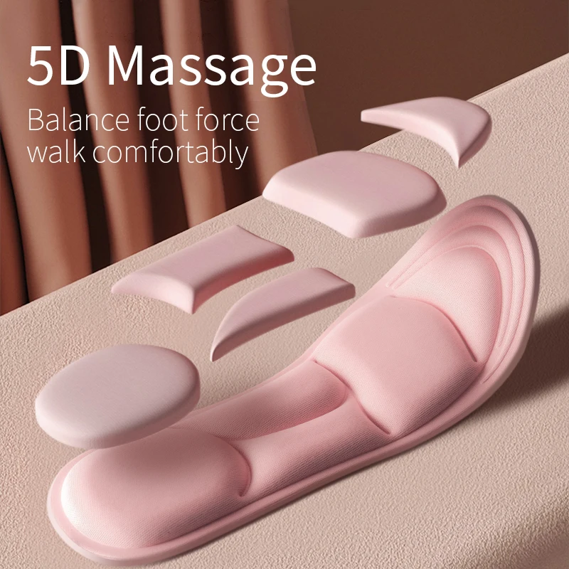 5D Memory Foam Orthopedic Sports Insoles For Shoes Women Men Flat Feet Arch Support Massage Plantar Fasciitis Feet Care Pads