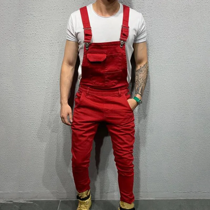 Mens Jeans Overalls Denim Dungaree Bib Overalls Male Jumpsuits Cargo Work Pants Trousers Plus Size Mens Casual Moto Biker Pants