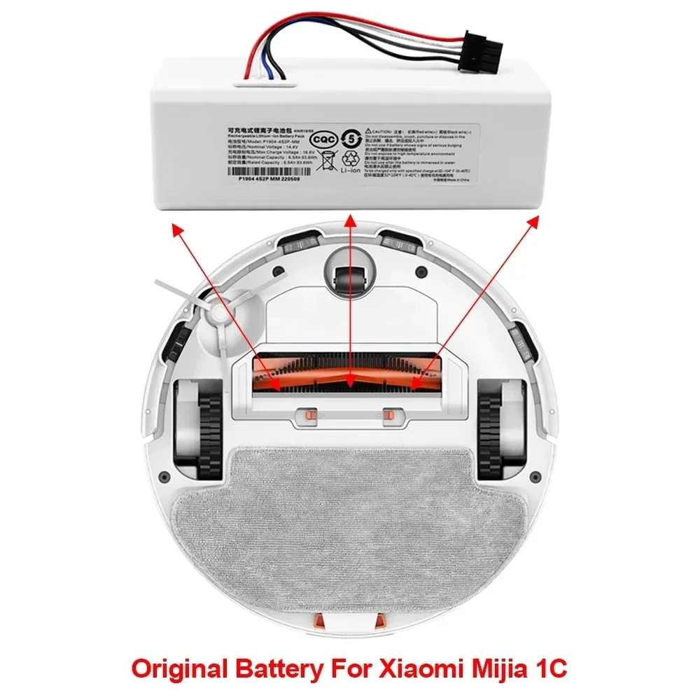14.4V 9800Mah P1904-4S1P-MM Xiaomi Mi Jia 1C STYTJ01ZHM Robot Vacuum Cleaner Accessories Original Part