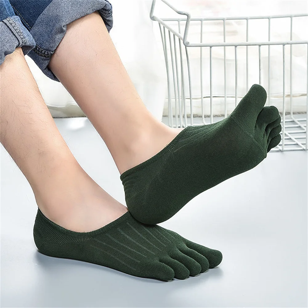 Pairs Colorful Five Fingers Socks Anti Slip Men Women Slipper Toe Sweat absorbing Boat Ankle Short 5