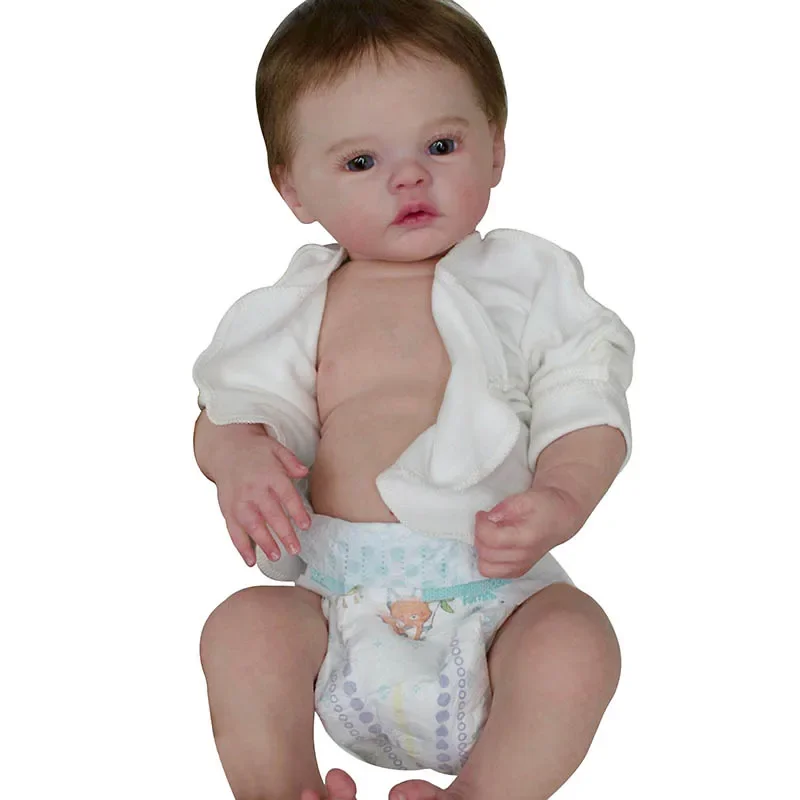 49cm Full body Vinyl Reborn Baby Doll Meadow Newborn Baby Size Real Picture Handmade Hand-root Hair Visible Veins